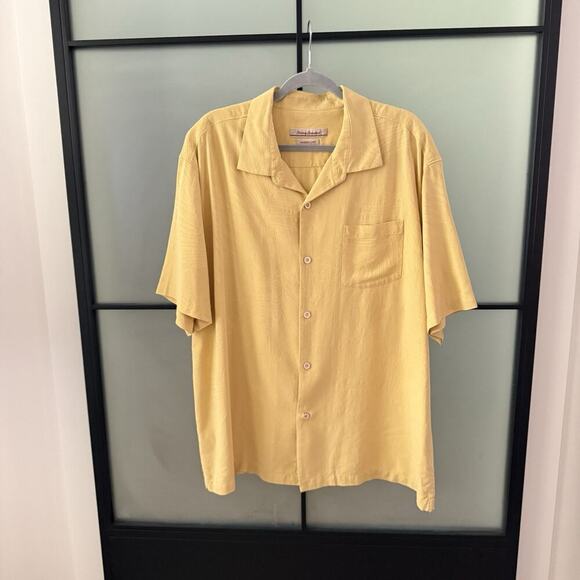 Tommy Bahama Silk Shirt Men’s Size XXL 2XL 100% Silk Yellow Short Sleeve Casual - Picture 3 of 10
